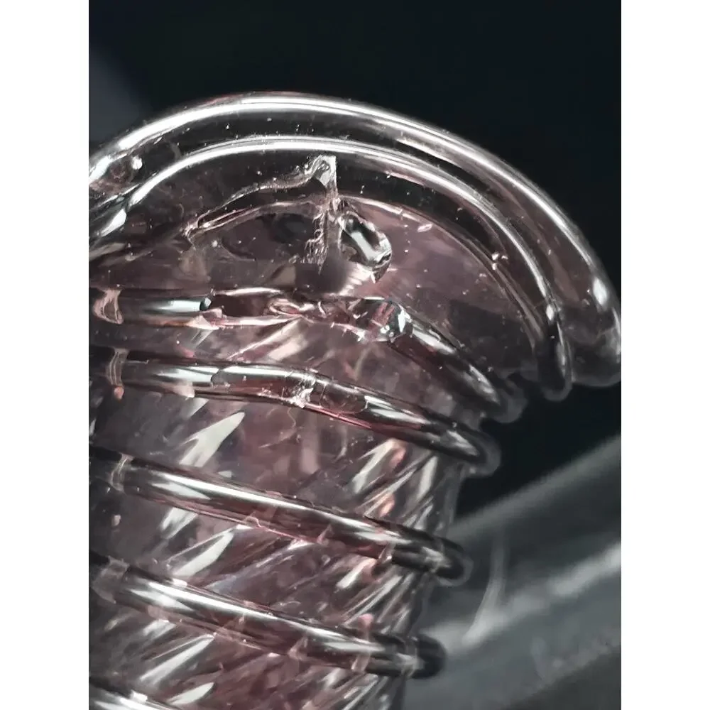 Amethyst Studio Art Glass Vase 8” Applied Spiral Wrap Swirl Vintage